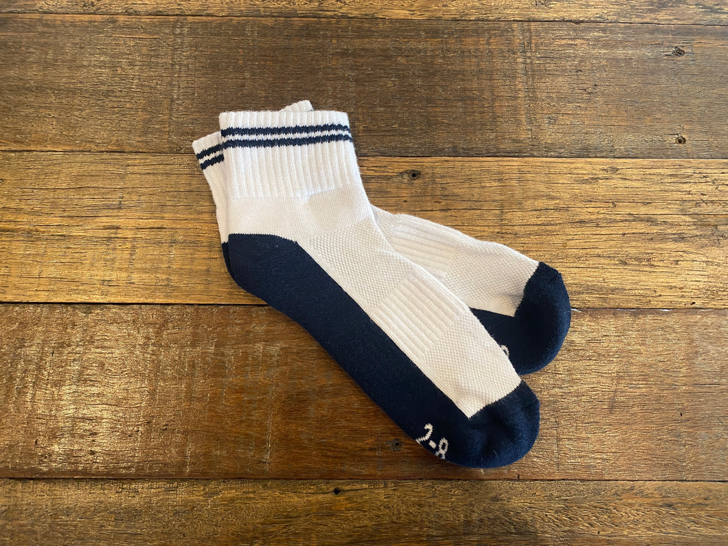 White socks with Navy Stripes (Twin pack)