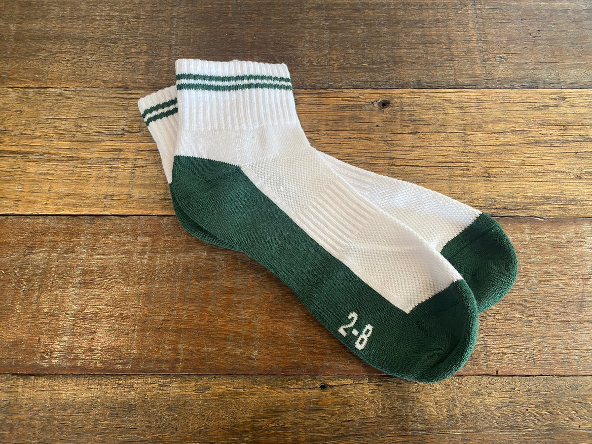 White Socks with Green Stripes (Twin pack) SHCS Uniform Shop
