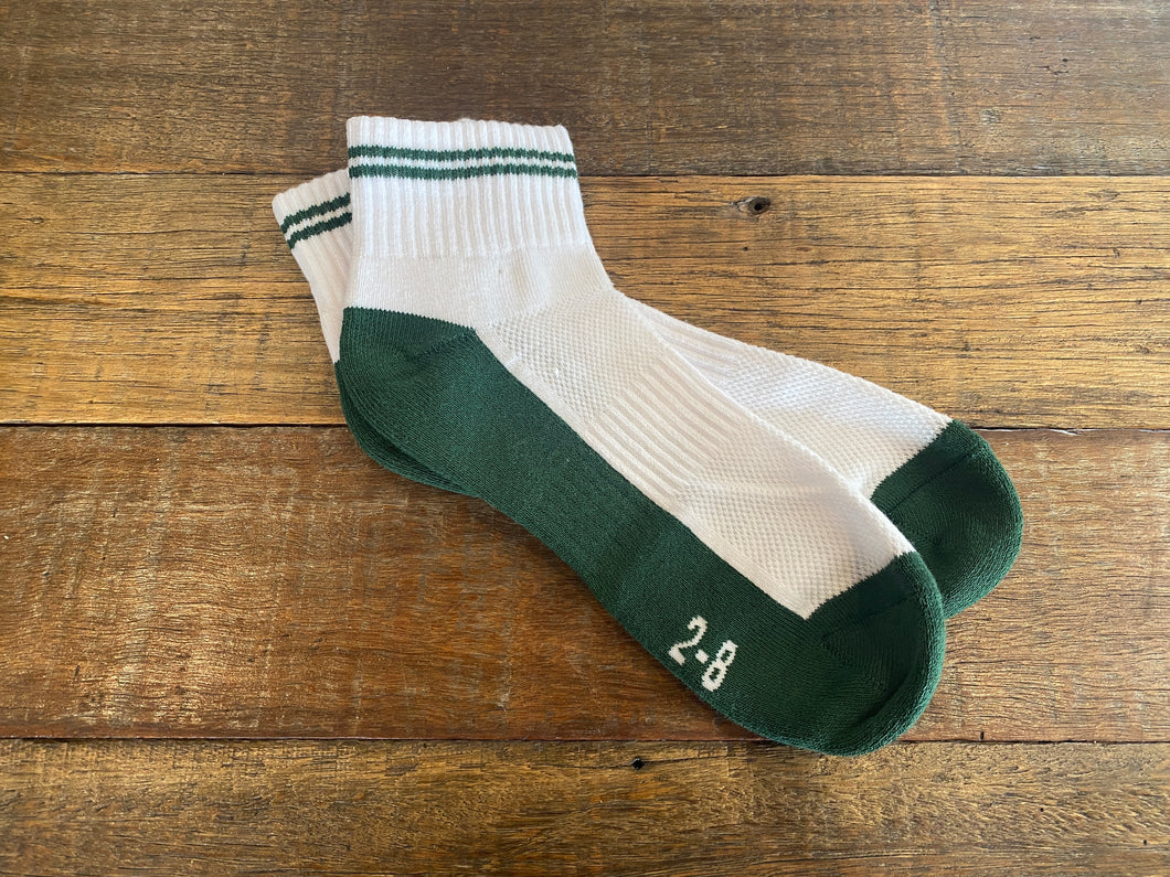 White Socks with Green Stripes (Twin pack)